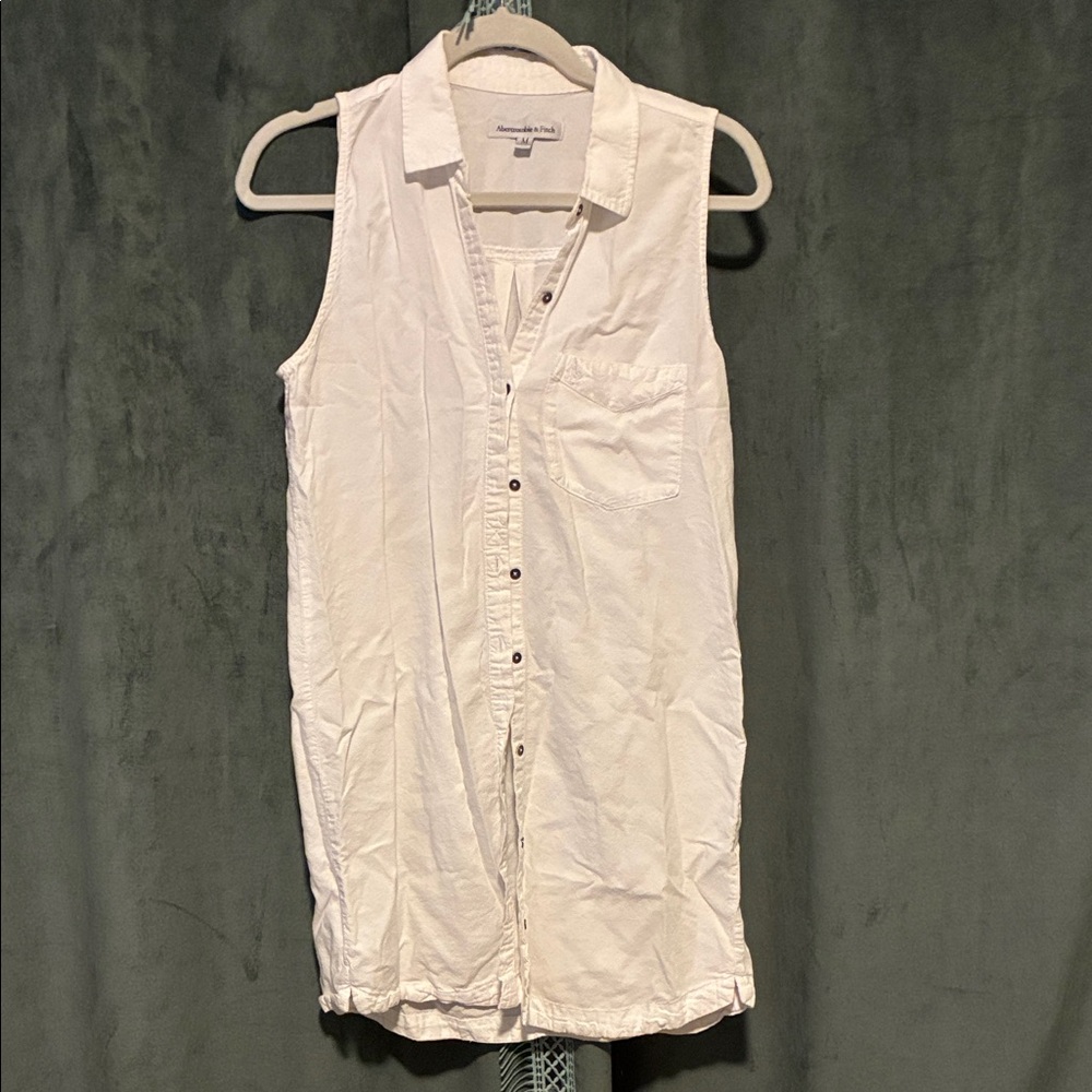 Abercrombie & Fitch White Button-Down Swim Coverup